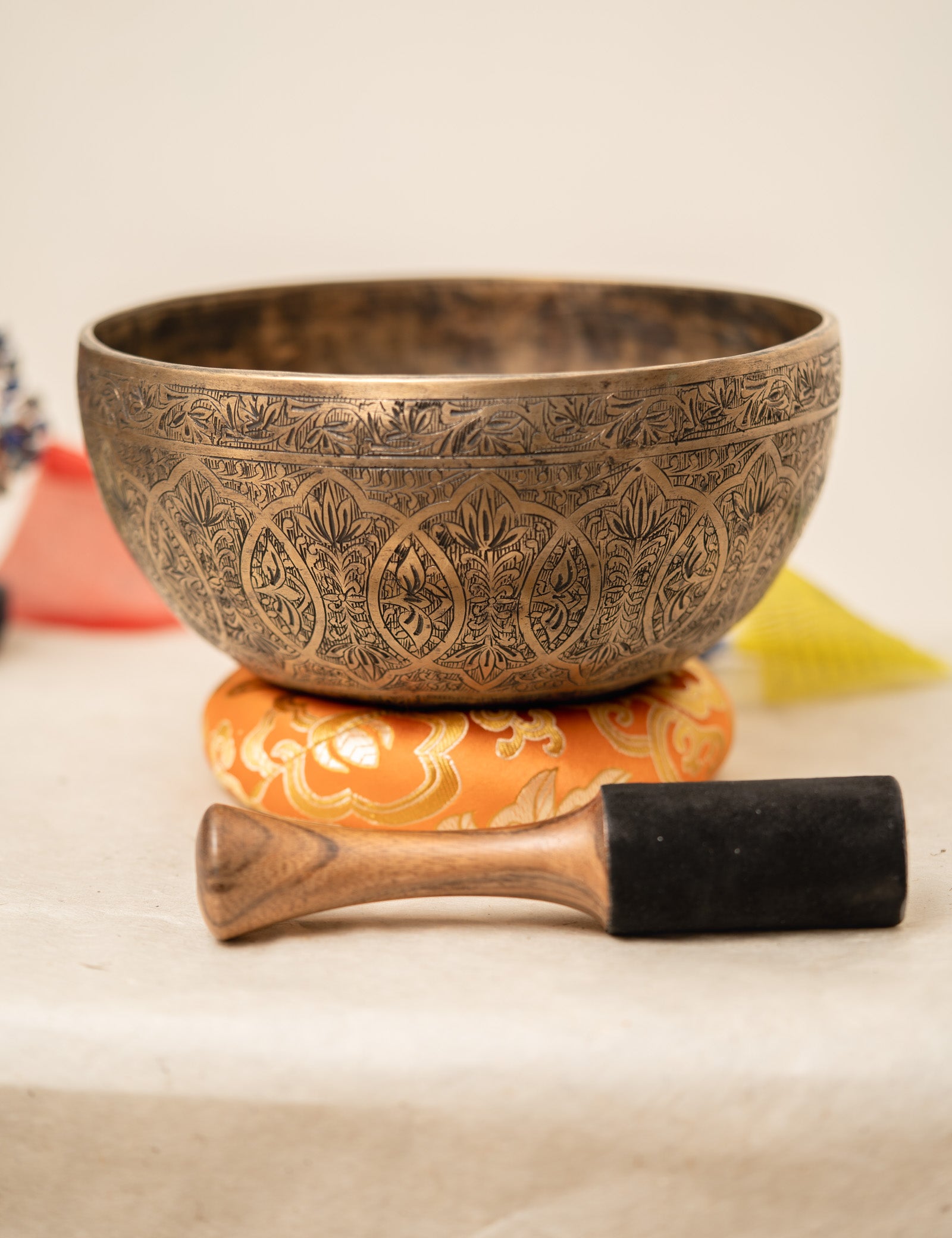 Carved Singing Bowl for sound healing.