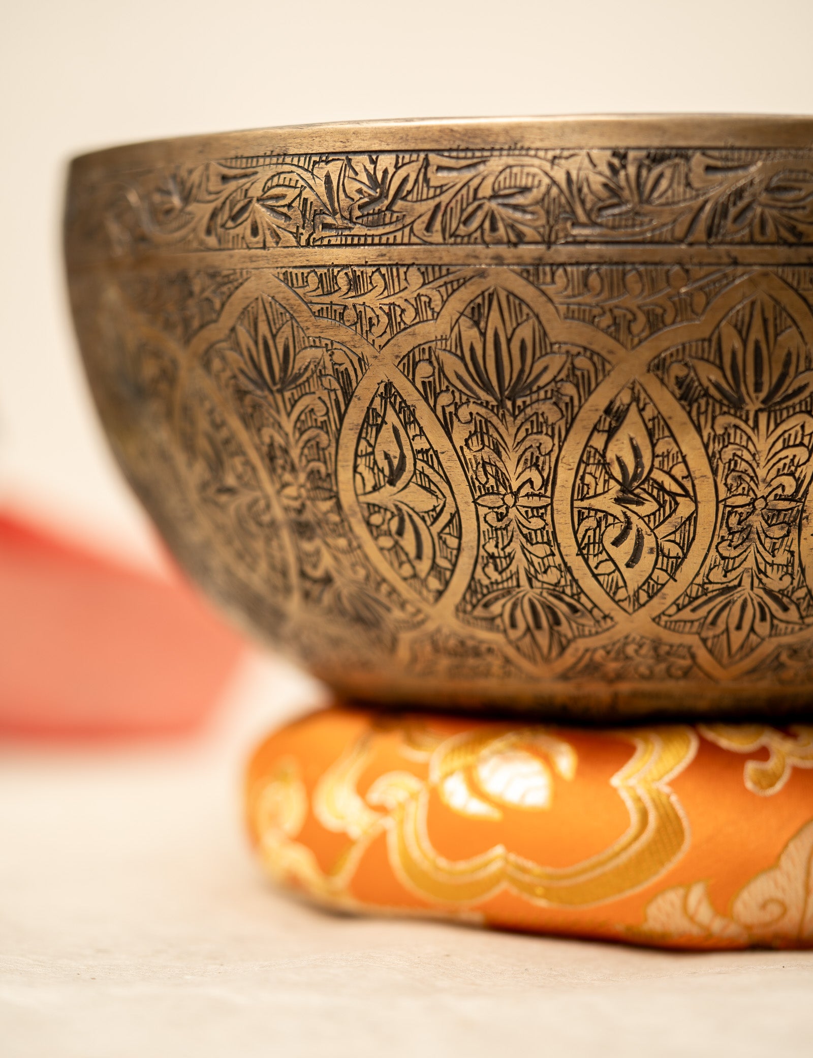 Carved Singing Bowl for sound healing.