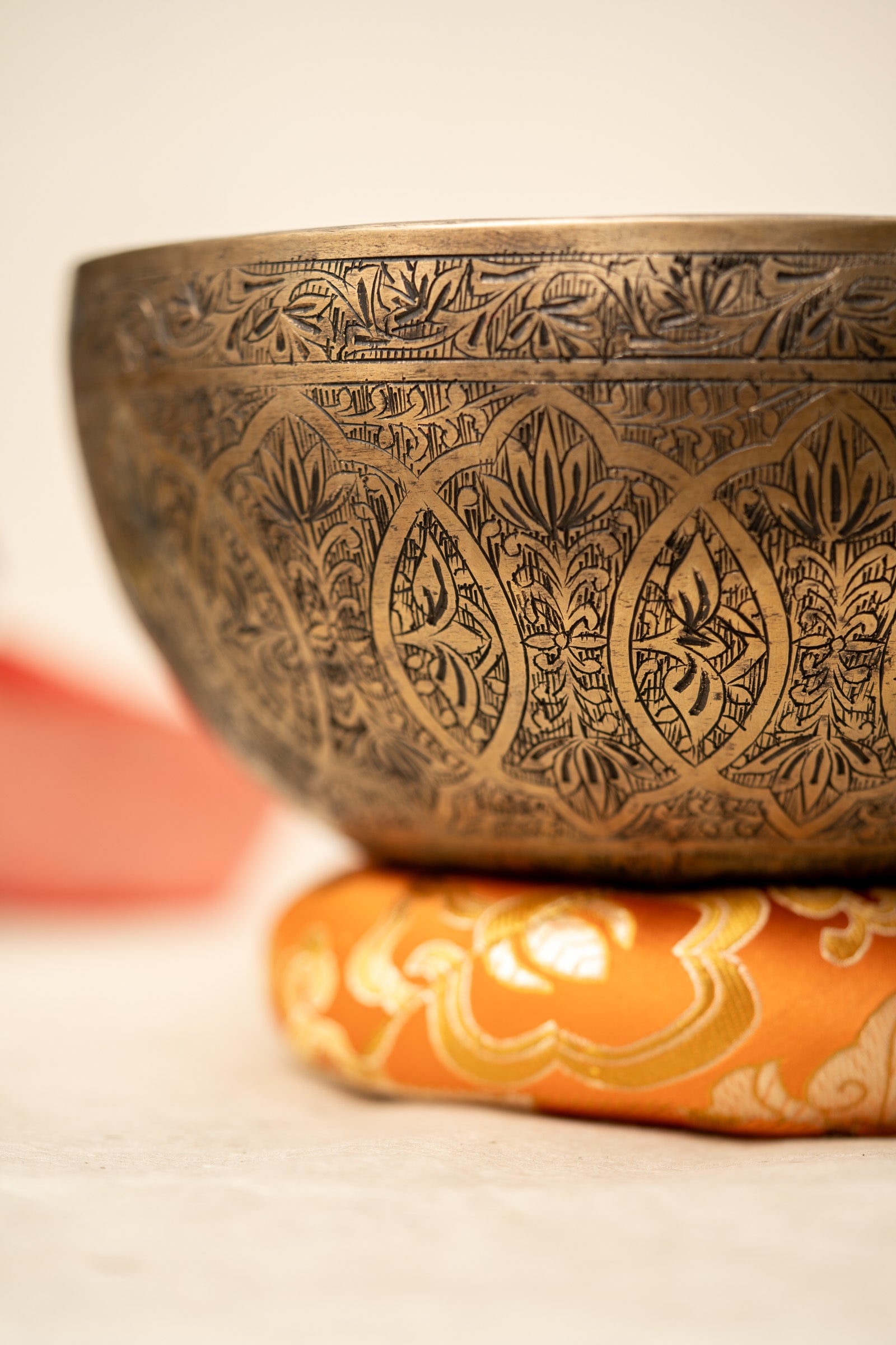 Carved Singing Bowl for sound healing.