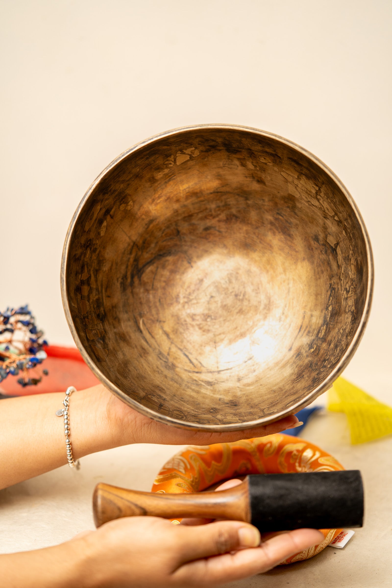 Carved Singing Bowl for sound healing.