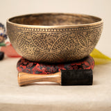 Floral Carved Singing Bowl - Handcrafted Bowl