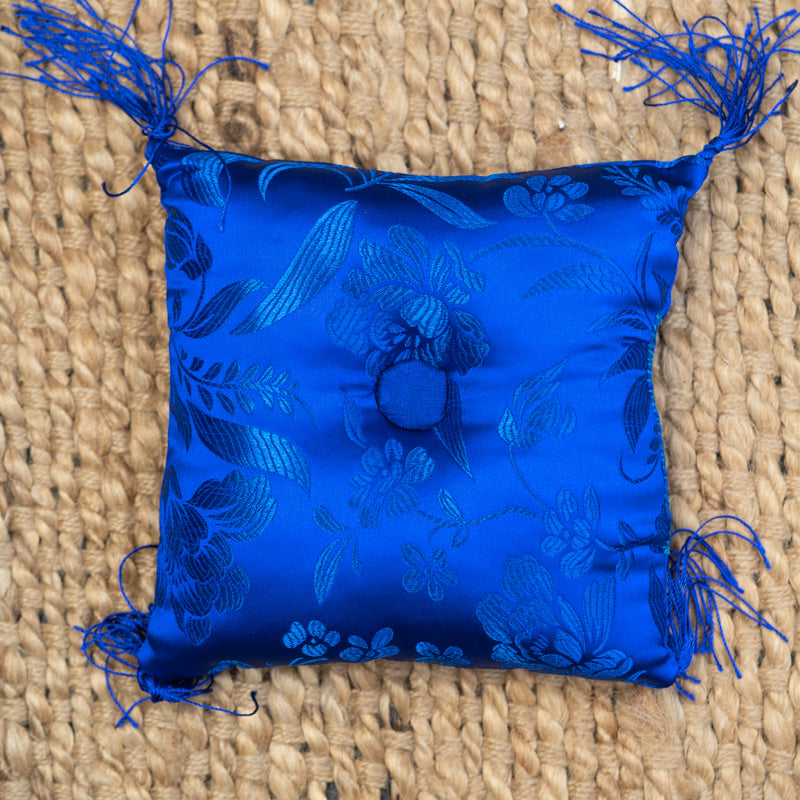 Dark Blue Square Cushion - Handmade Cushion for your singing bowl