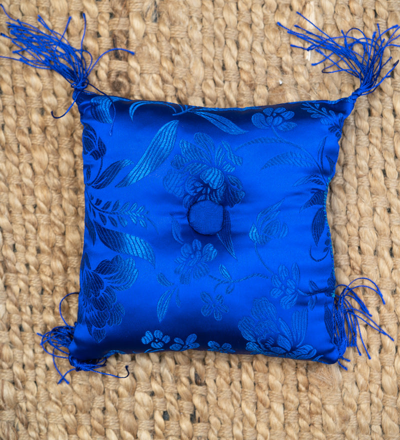 Dark Blue Square Cushion - Handmade Cushion for your singing bowl