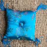 Aqua Blue Square Cushion - Handcrafted cushion