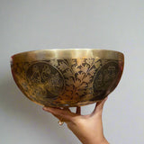 Vairochana Buddha Carved Singing Bowl - Tibetan Bowl for meditation.