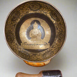 Vairochana Buddha Carved Singing Bowl - Tibetan Bowl for meditation.