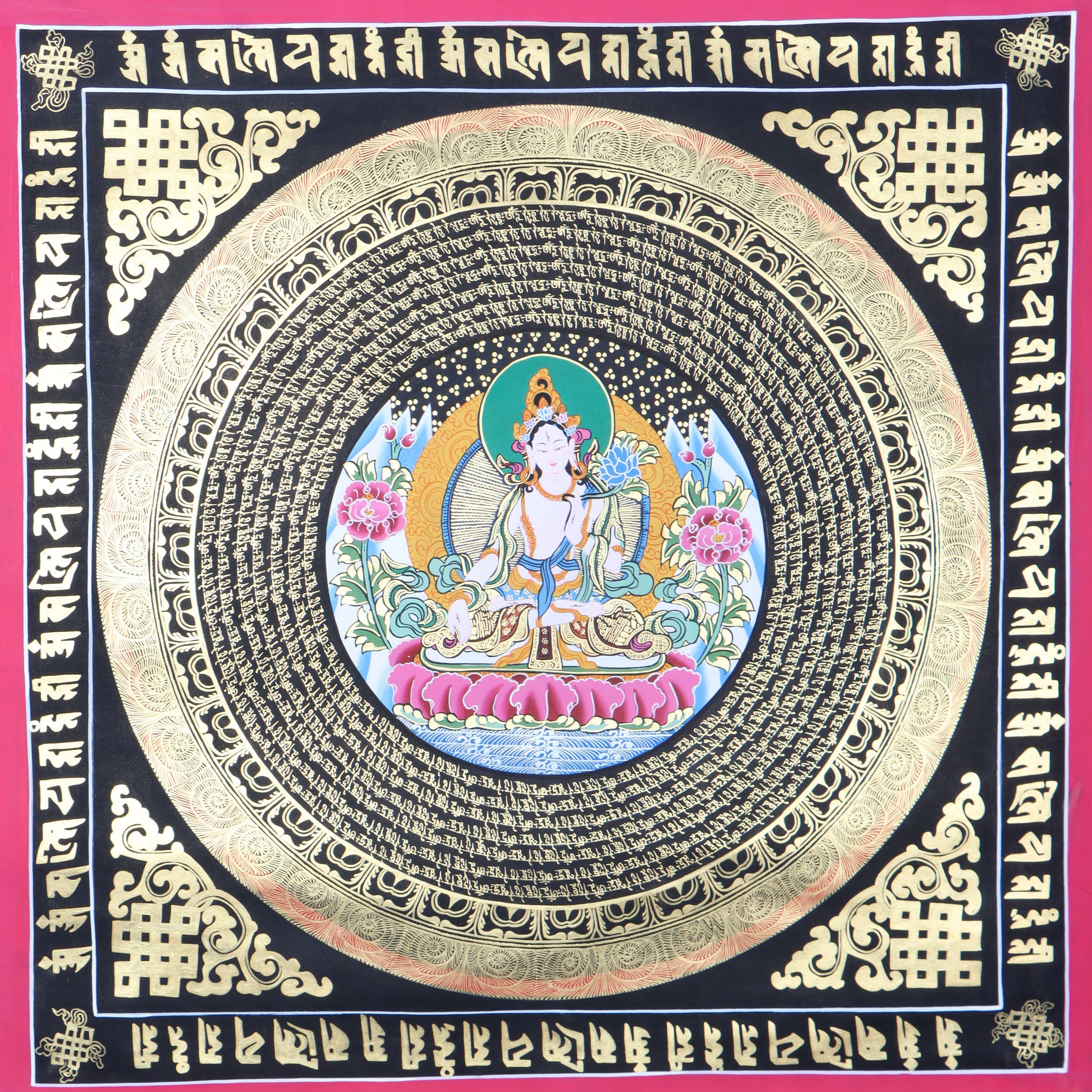 White Tara Mandala Thangka for spiritual practices and mini altar.