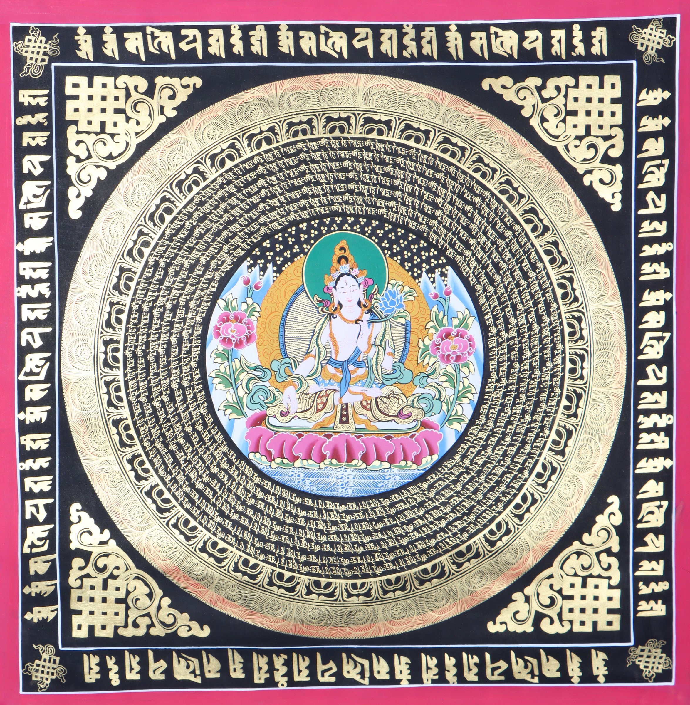 White Tara Mandala Thangka for spiritual practices and mini altar.