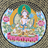 White Tara Mandala Thangka for spiritual practices and mini altar.