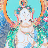 White Tara Thangka for meditation and wall decor.