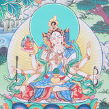 White Tara Thangka for meditation and wall decor.