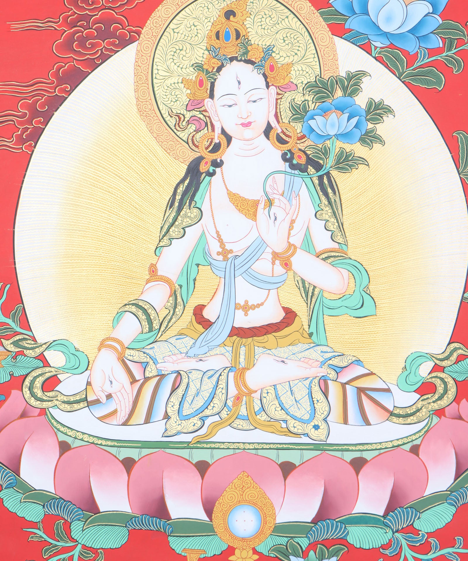  White Tara thangka is a powerful meditation tool, linking the practitioner to White Tara's love and wisdom.