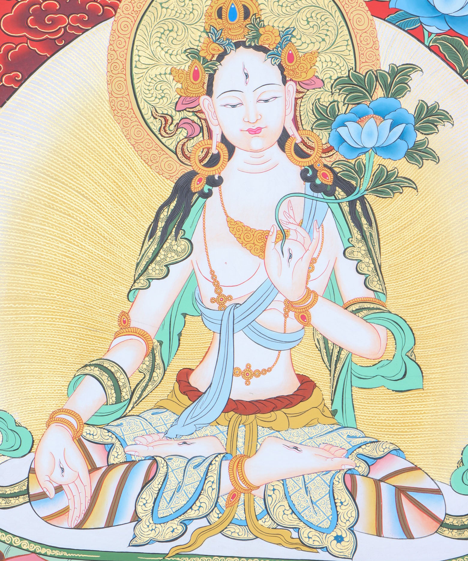  White Tara thangka is a powerful meditation tool, linking the practitioner to White Tara's love and wisdom.