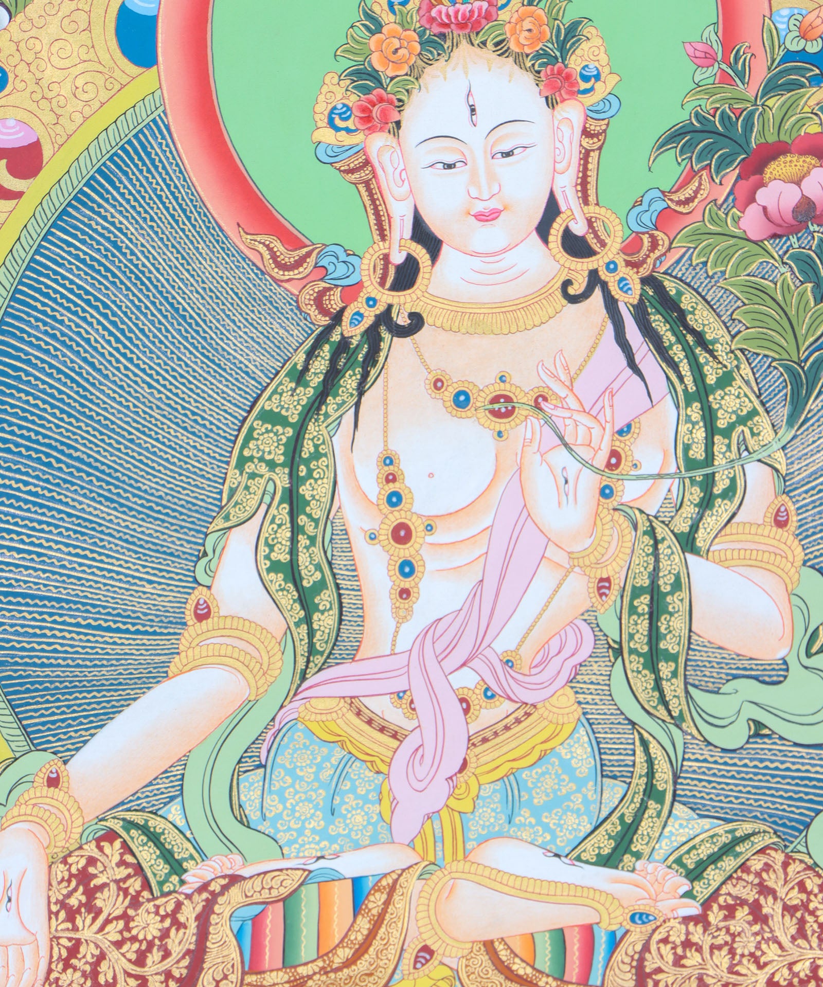 White Tara Thangka Painting for meditation practice.