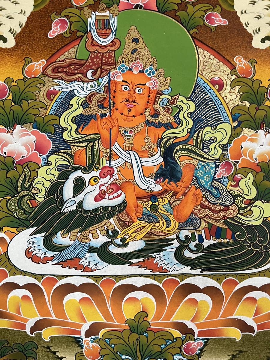 Snow Lion Zambala Thangka Painting – Authentic Tibetan Art