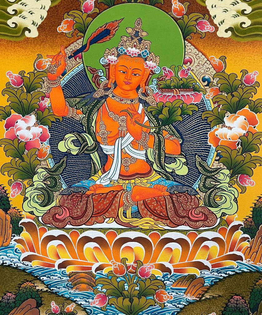 Manjushri Thangka Painting – Authentic Tibetan Art for Wisdom