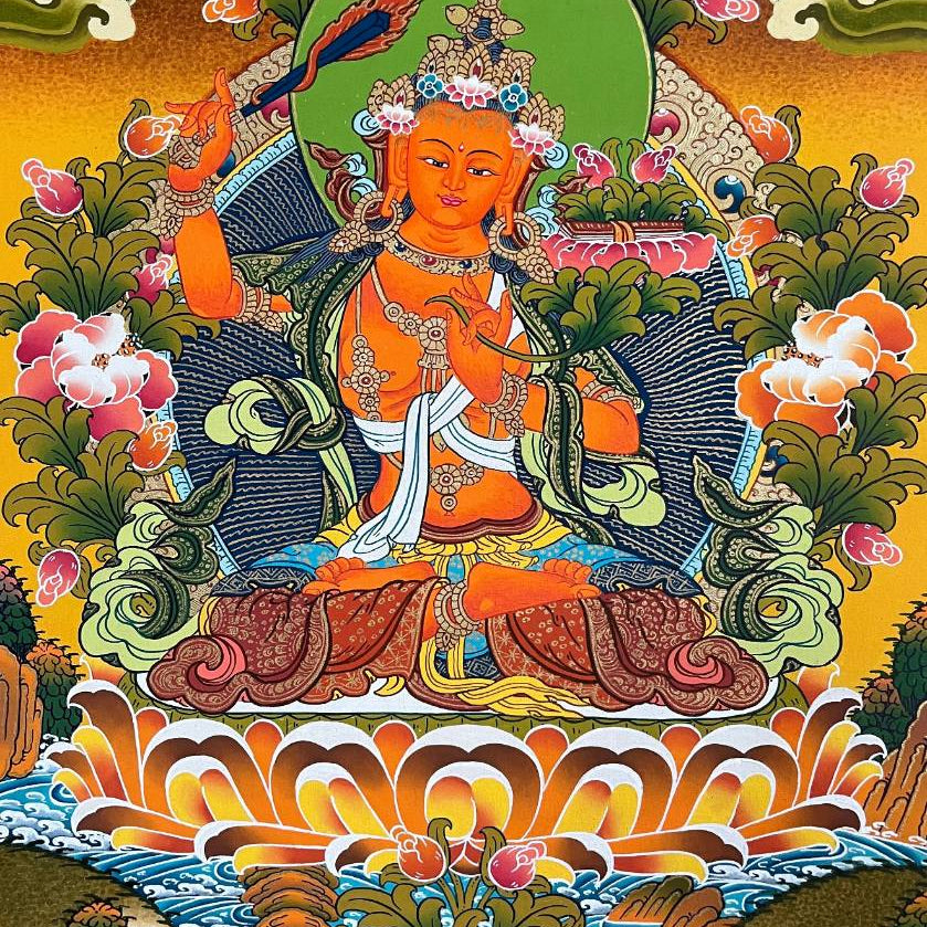 Manjushri Thangka Painting – Authentic Tibetan Art for Wisdom