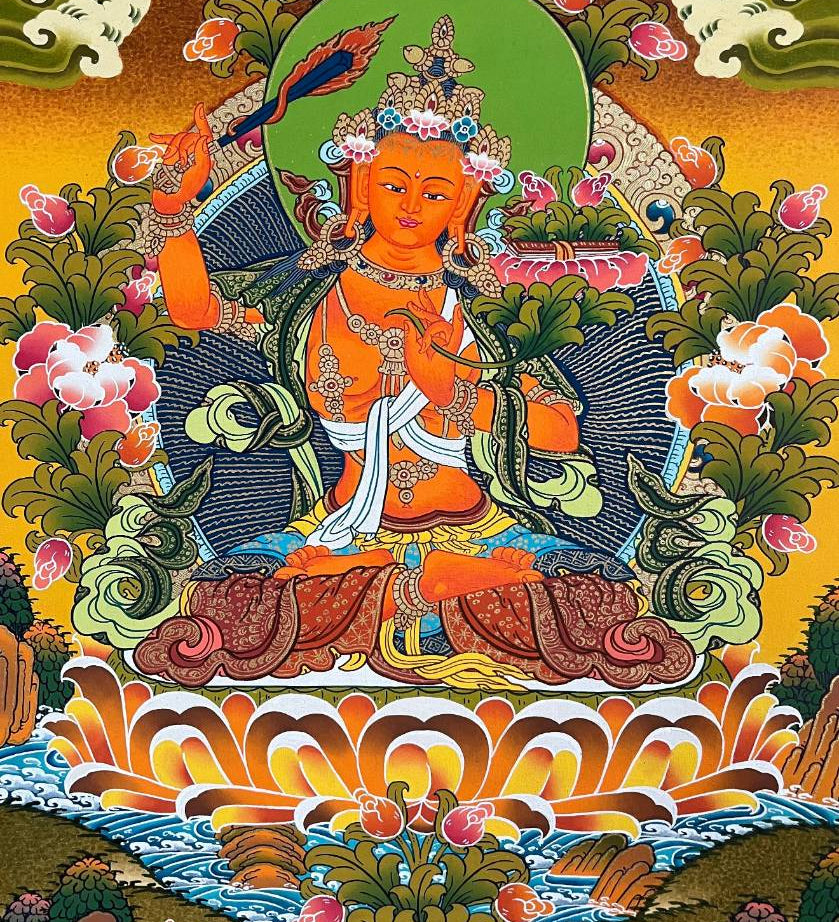 Manjushri Thangka Painting – Authentic Tibetan Art for Wisdom