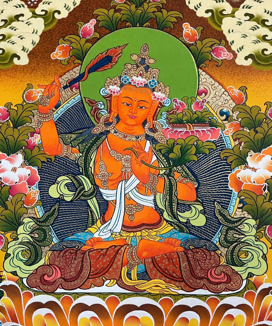 Manjushri Thangka Painting – Authentic Tibetan Art for Wisdom