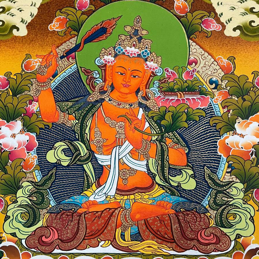 Manjushri Thangka Painting – Authentic Tibetan Art for Wisdom