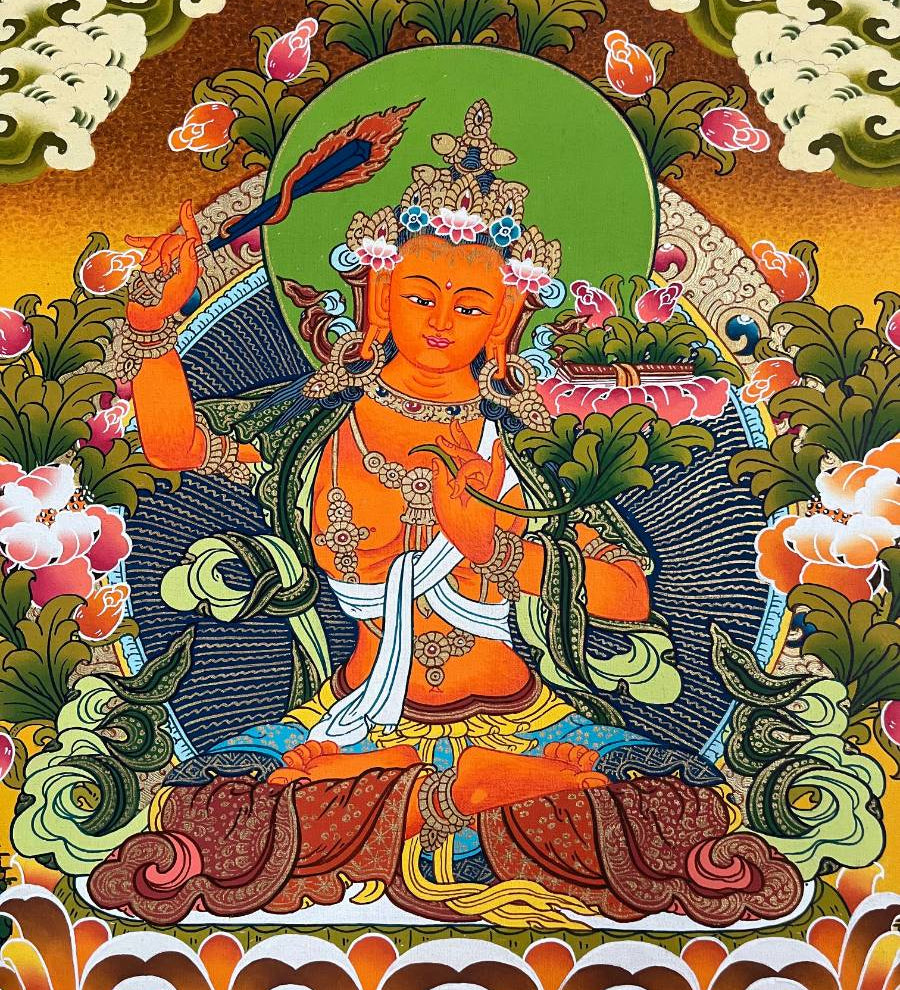 Manjushri Thangka Painting – Authentic Tibetan Art for Wisdom