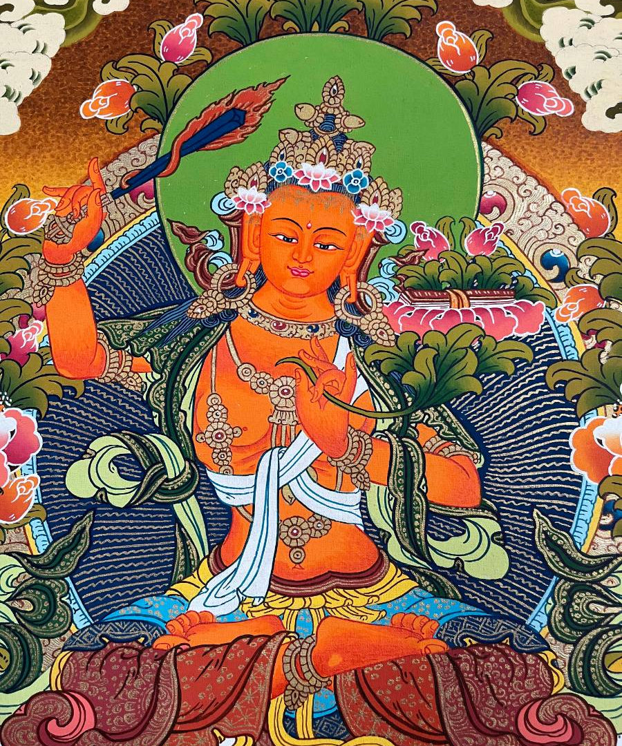 Manjushri Thangka Painting – Authentic Tibetan Art for Wisdom