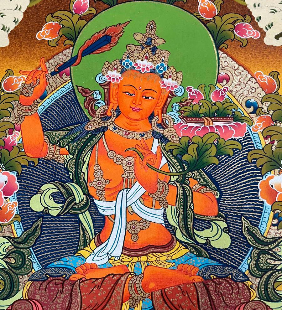 Manjushri Thangka Painting – Authentic Tibetan Art for Wisdom