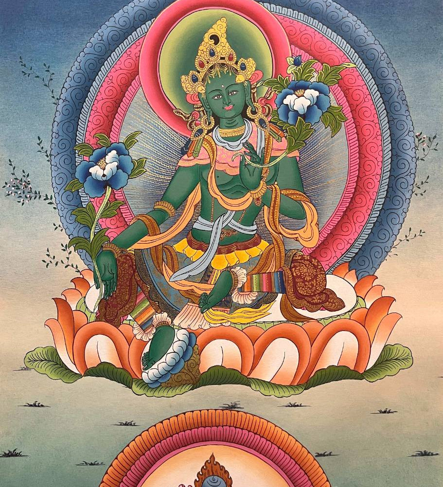 Green Tara Thangka Paintings for Spirituality.