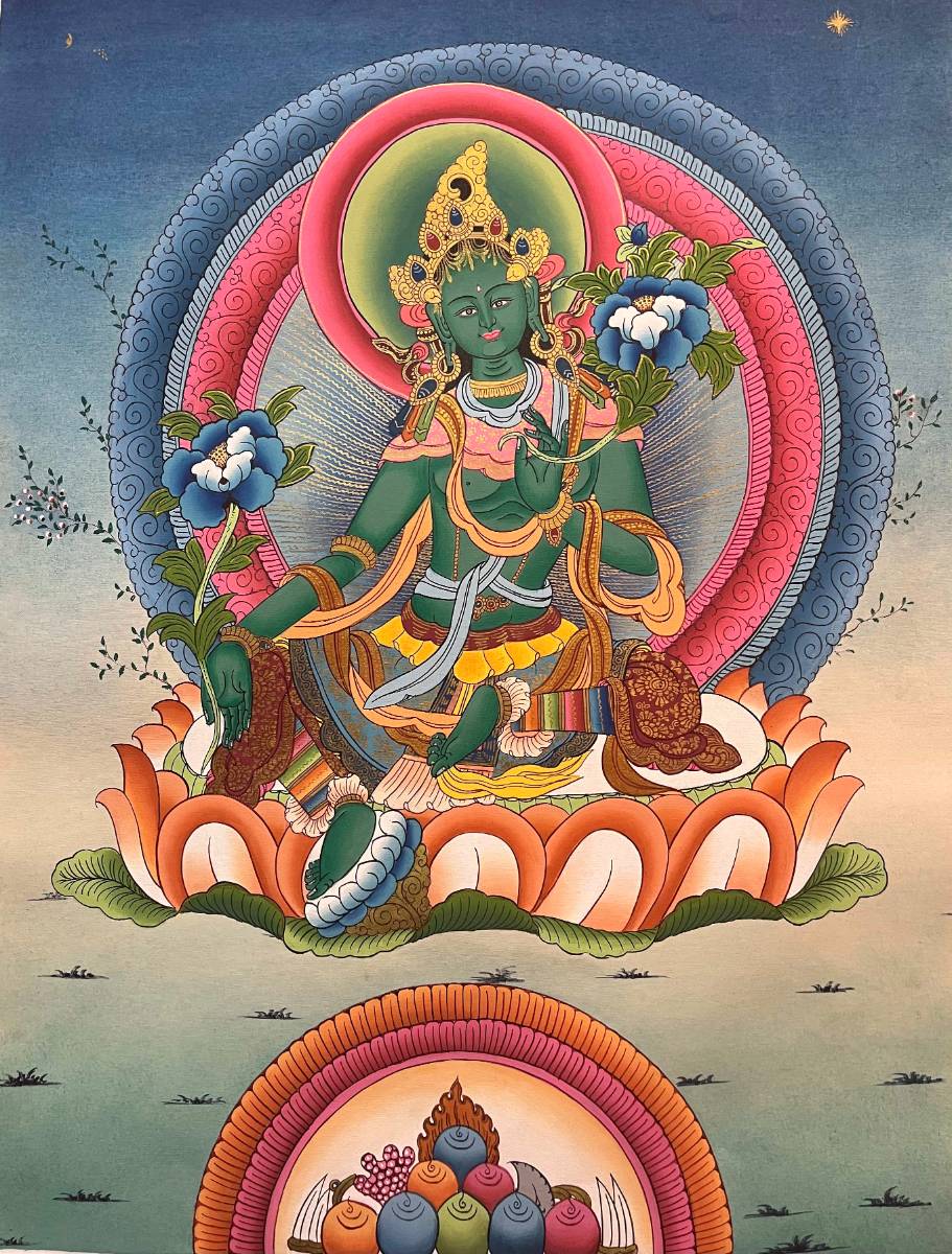 Green Tara Thangka Paintings for Spirituality.