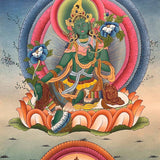 Green Tara Thangka Paintings for Spirituality.