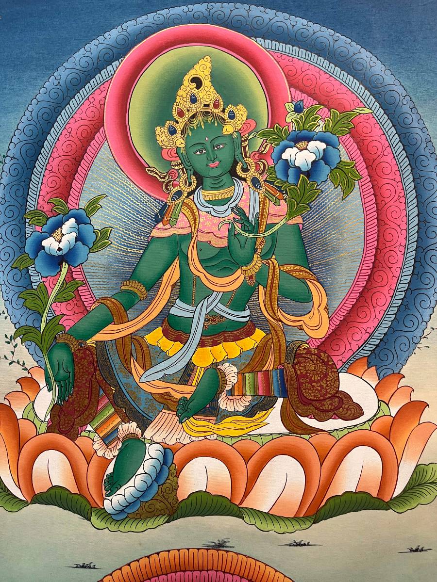 Green Tara Thangka Paintings for Spirituality.