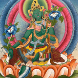 Green Tara Thangka Paintings for Spirituality.