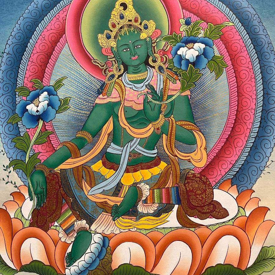 Green Tara Thangka Paintings for Spirituality.