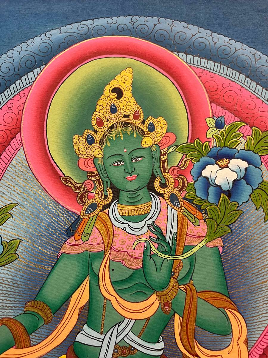 Green Tara Thangka Paintings for Spirituality.