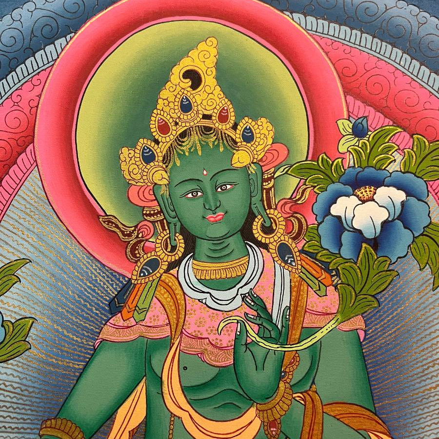 Green Tara Thangka Paintings for Spirituality.