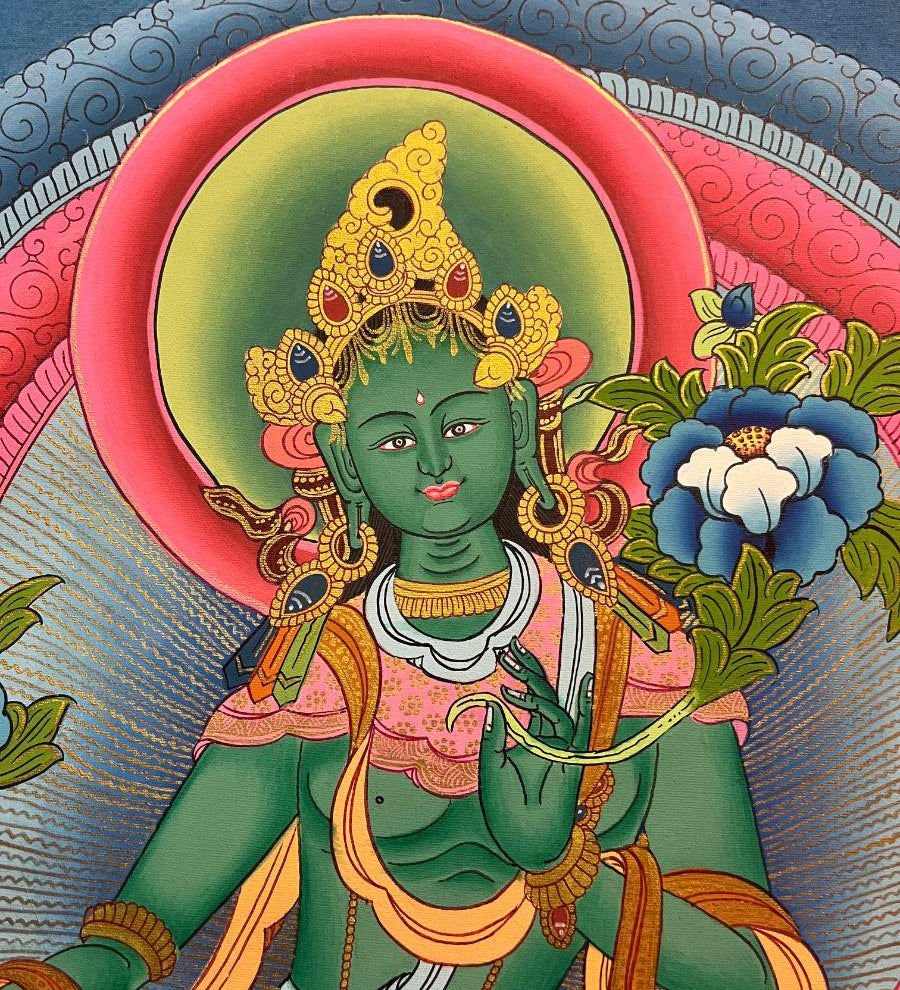 Green Tara Thangka Paintings for Spirituality.