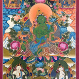 Green Tara Thangka Painting - Handpainted Art