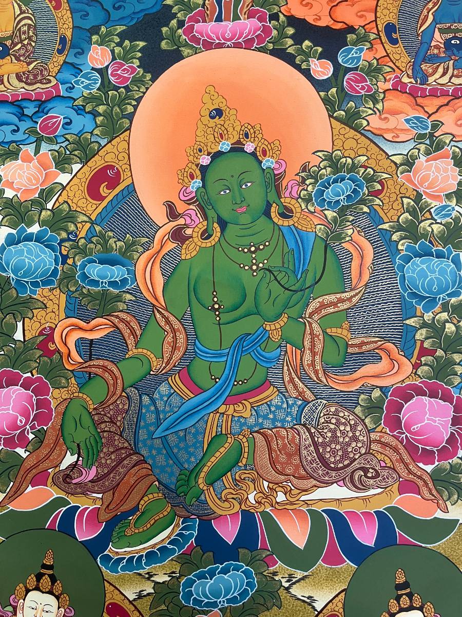 Green Tara Thangka Painting - Handpainted Art