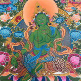 Green Tara Thangka Painting - Handpainted Art