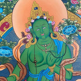 Green Tara Thangka Painting - Handpainted Art