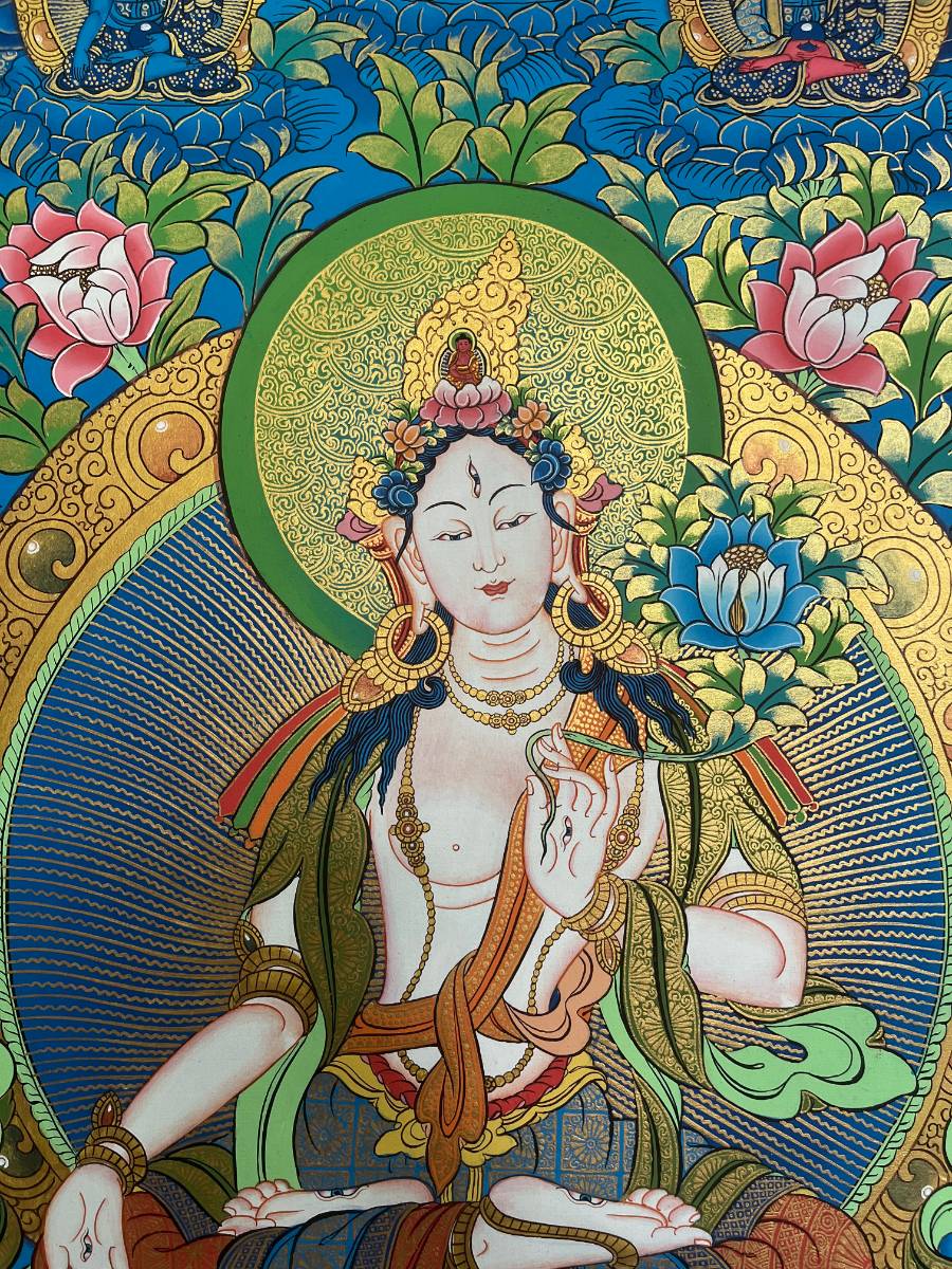 White Tara Thangka - Handpainted  Art