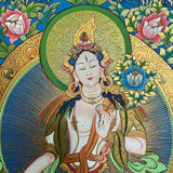 White Tara Thangka - Handpainted  Art