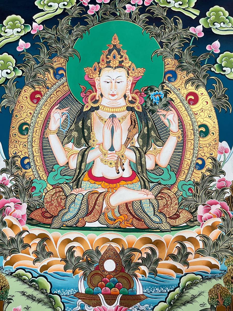 Chengrezi Thangka Painting – Kannon Authentic Tibetan Art 