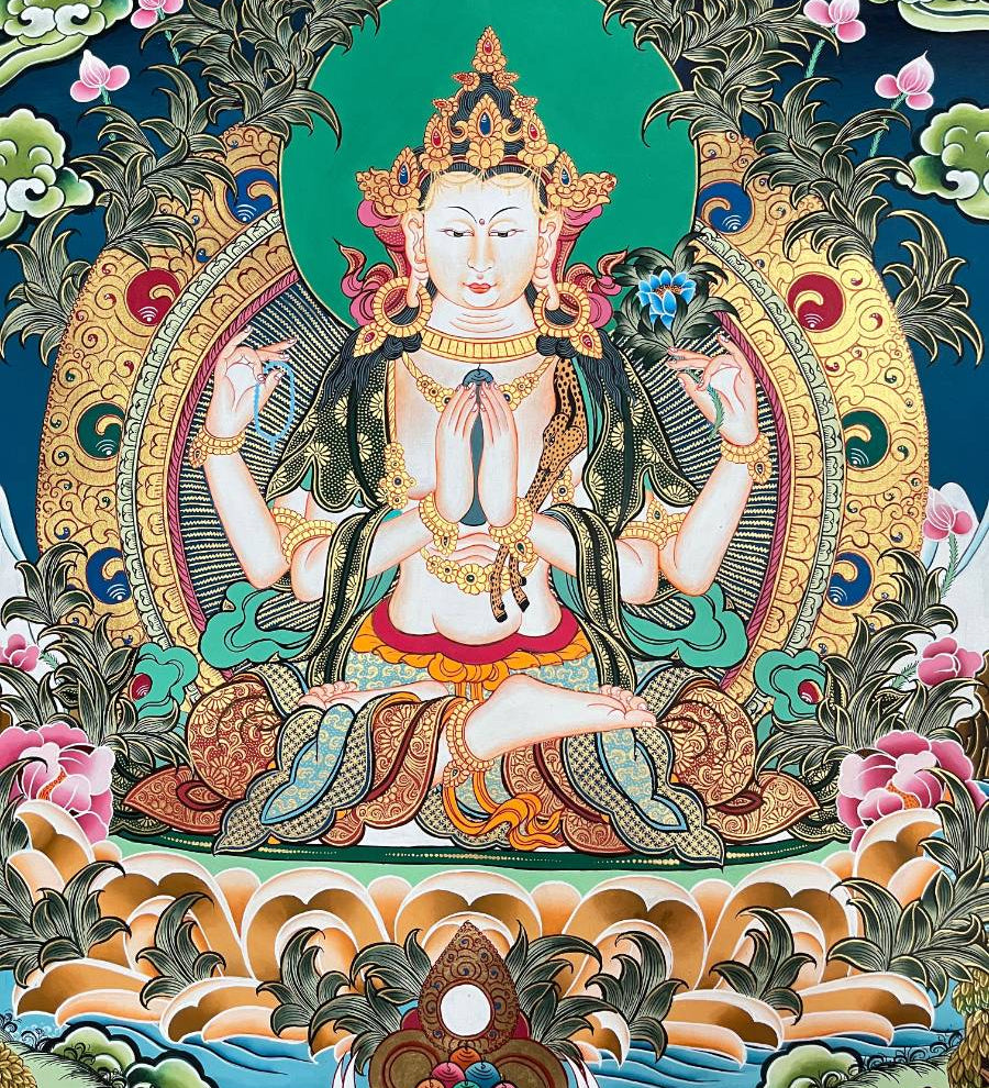 Chengrezi Thangka Painting – Kannon Authentic Tibetan Art 