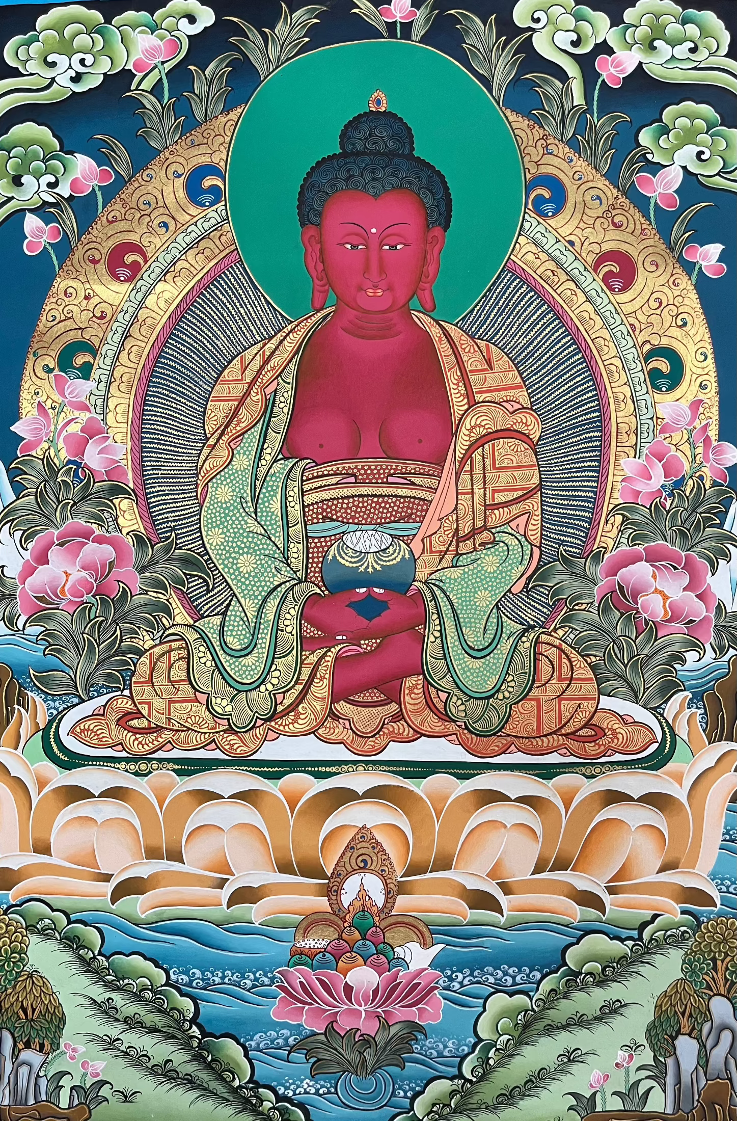 Amitabha Buddha Thangka  - Buddhist Painting