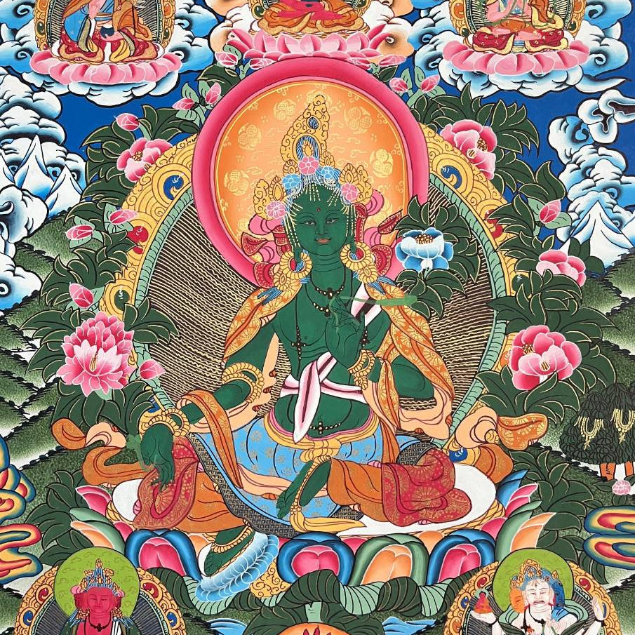 Green Tara Thangka - Tibetan Painting