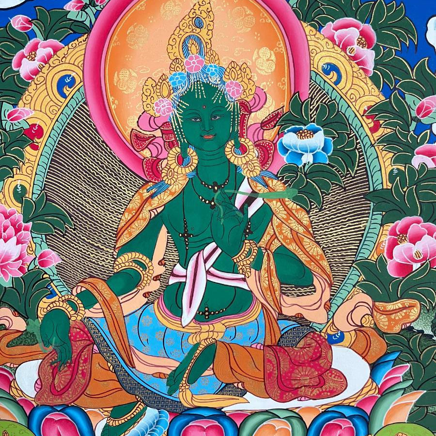 Green Tara Thangka - Tibetan Painting