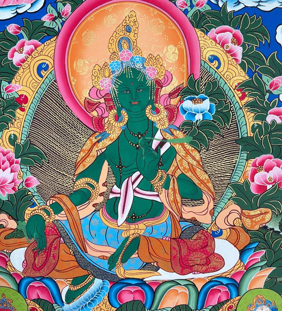 Green Tara Thangka - Tibetan Painting