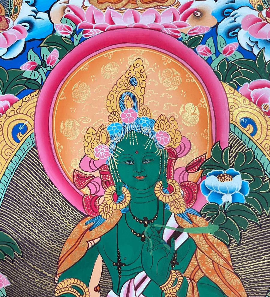 Green Tara Thangka - Tibetan Painting