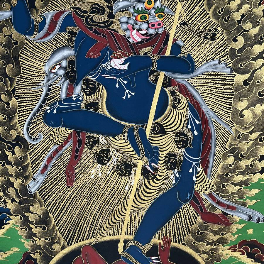 Lion face Thangka - Tibetan Painting